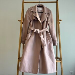 Romantic Pink Wool Blend Wrap Jacket with Belt/K-Fashion/Size M